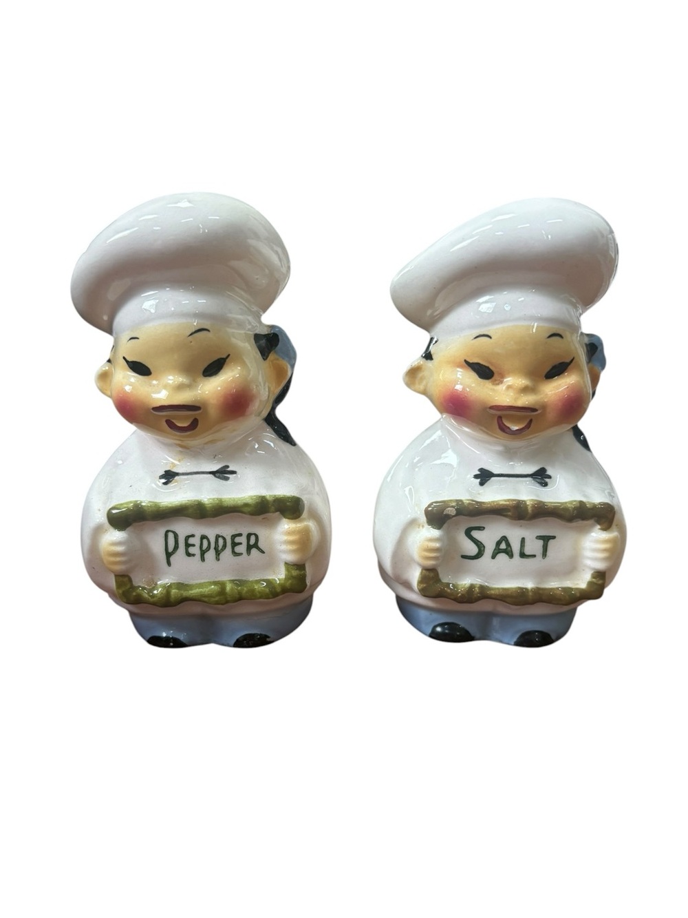 Vintage Chubby Chef Cook Salt Pepper Ceramic Kitsch Retro